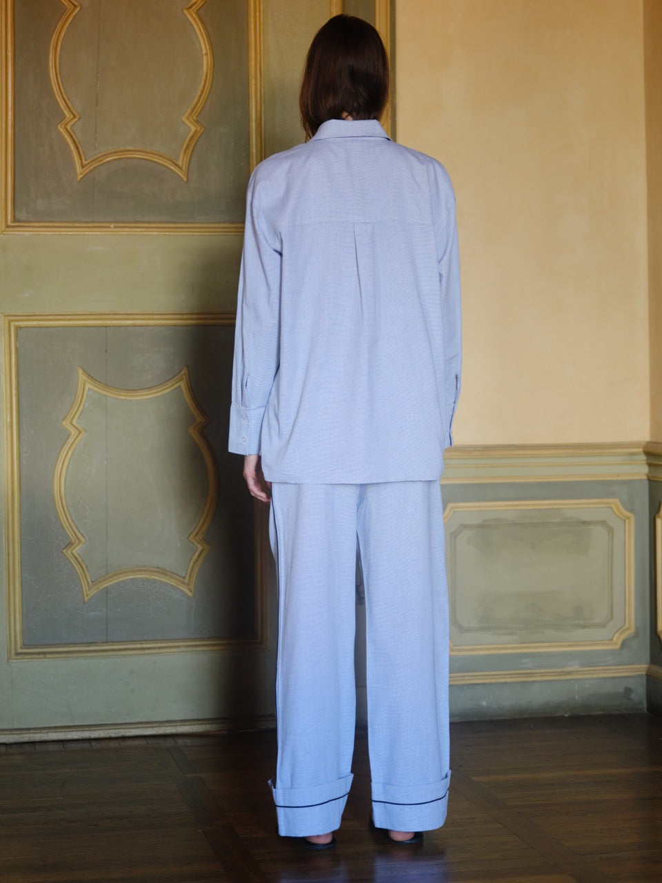 Beyaz - Oxford Pijama Pantolon