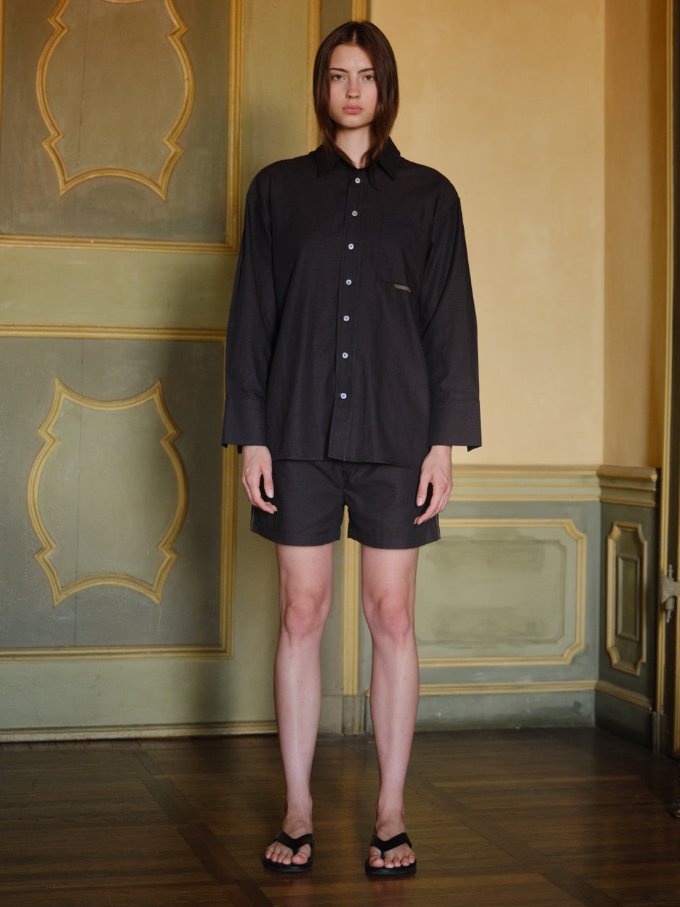 Kahverengi - Oxford Pijama Şort