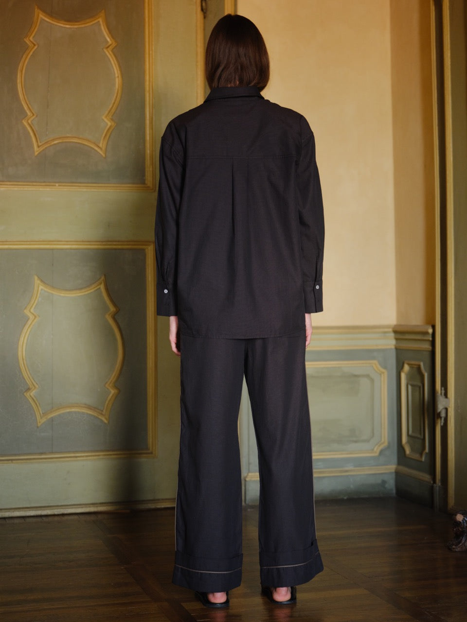 Kahverengi - Oxford Pijama Pantolon