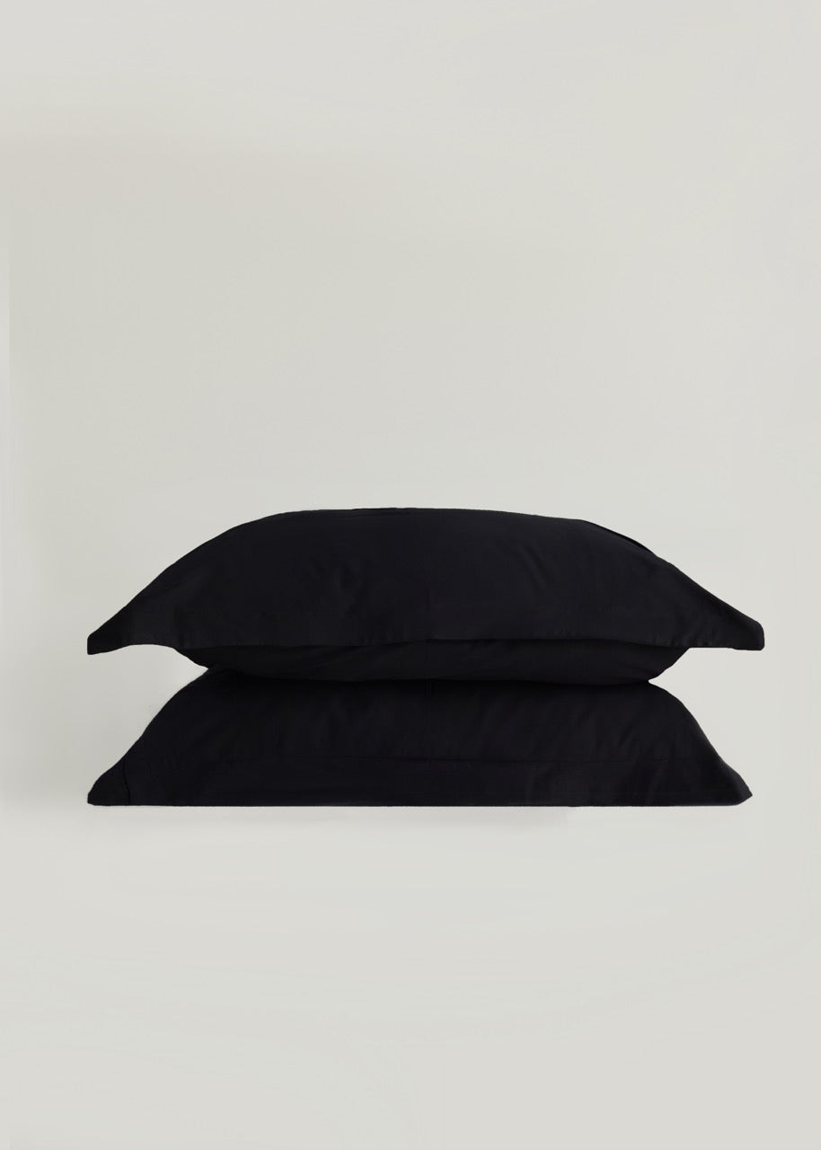 Siyah - Luxe Pamuk Saten Yastık Kılıfı