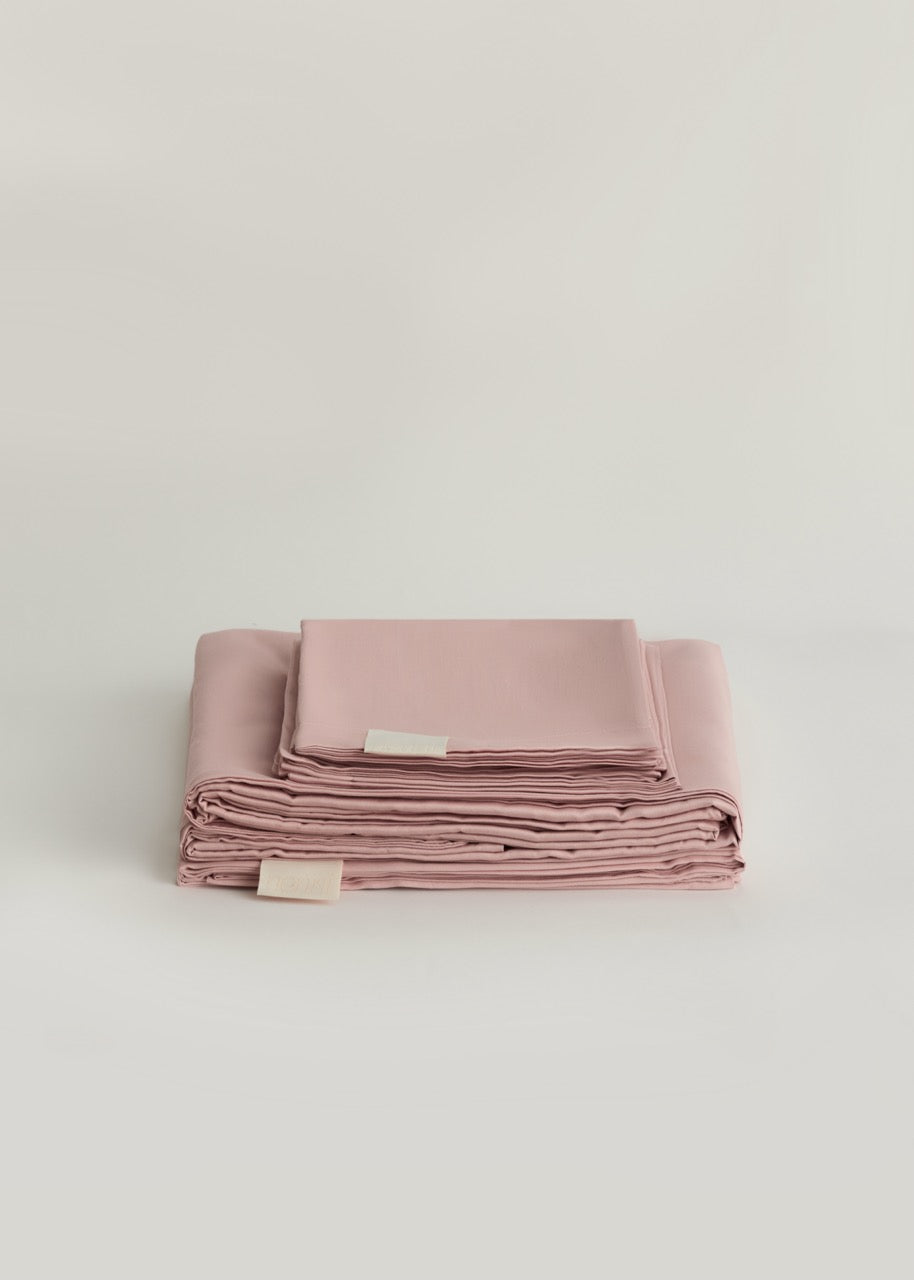 Pembe - Pamuk Saten Yorgan Kılıfı