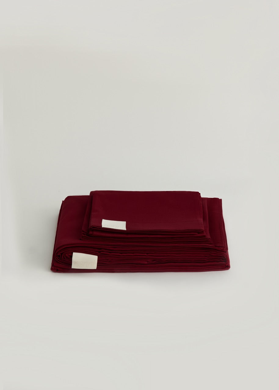 Bordo - Pamuk Saten Çarşaf