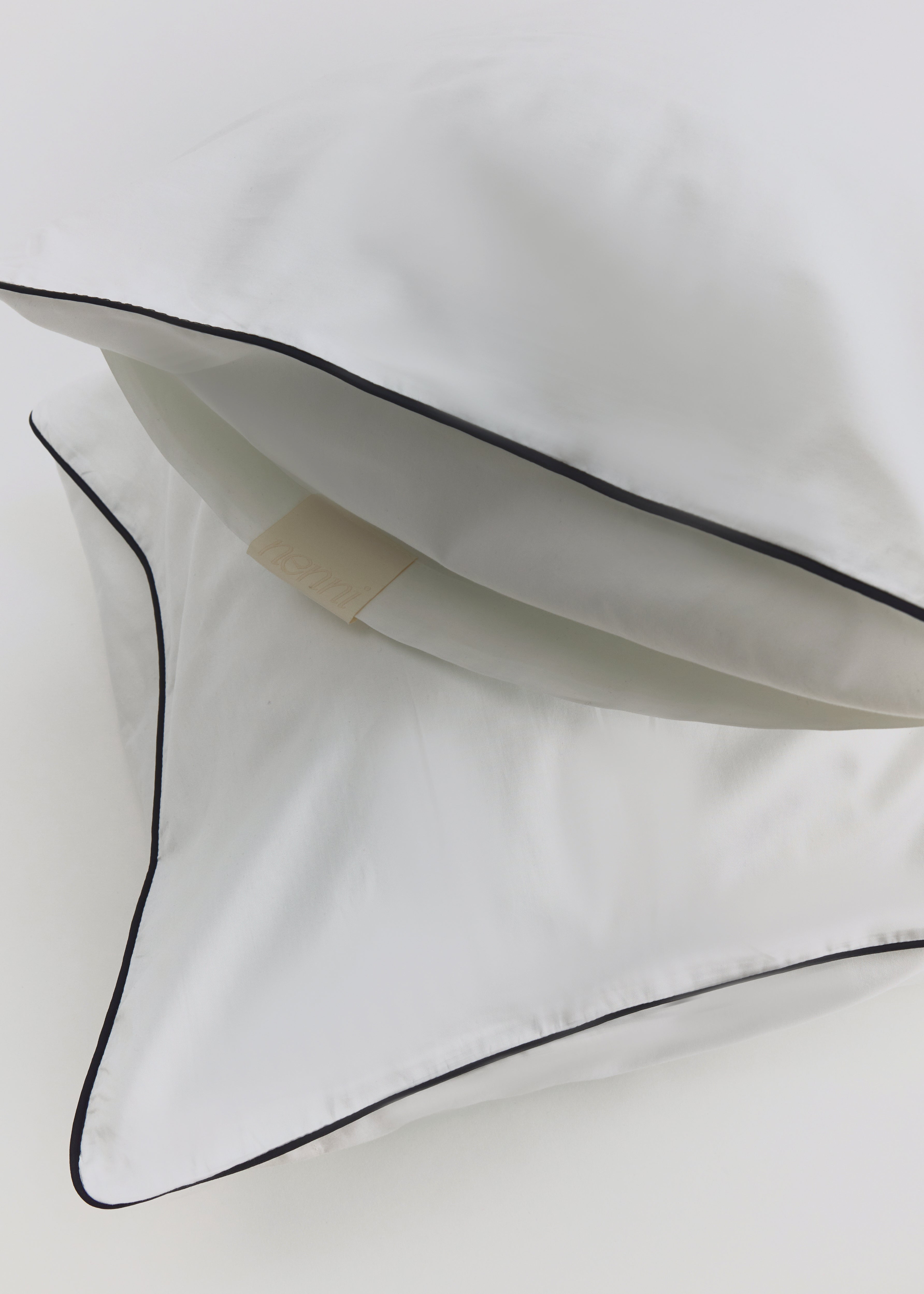 Beyaz - Luxe Biyeli Pamuk Saten Yastık Kılıfı