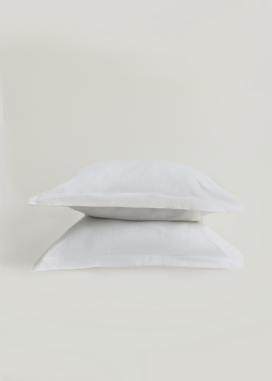 Beyaz - Luxe Pamuk Saten Yastık Kılıfı