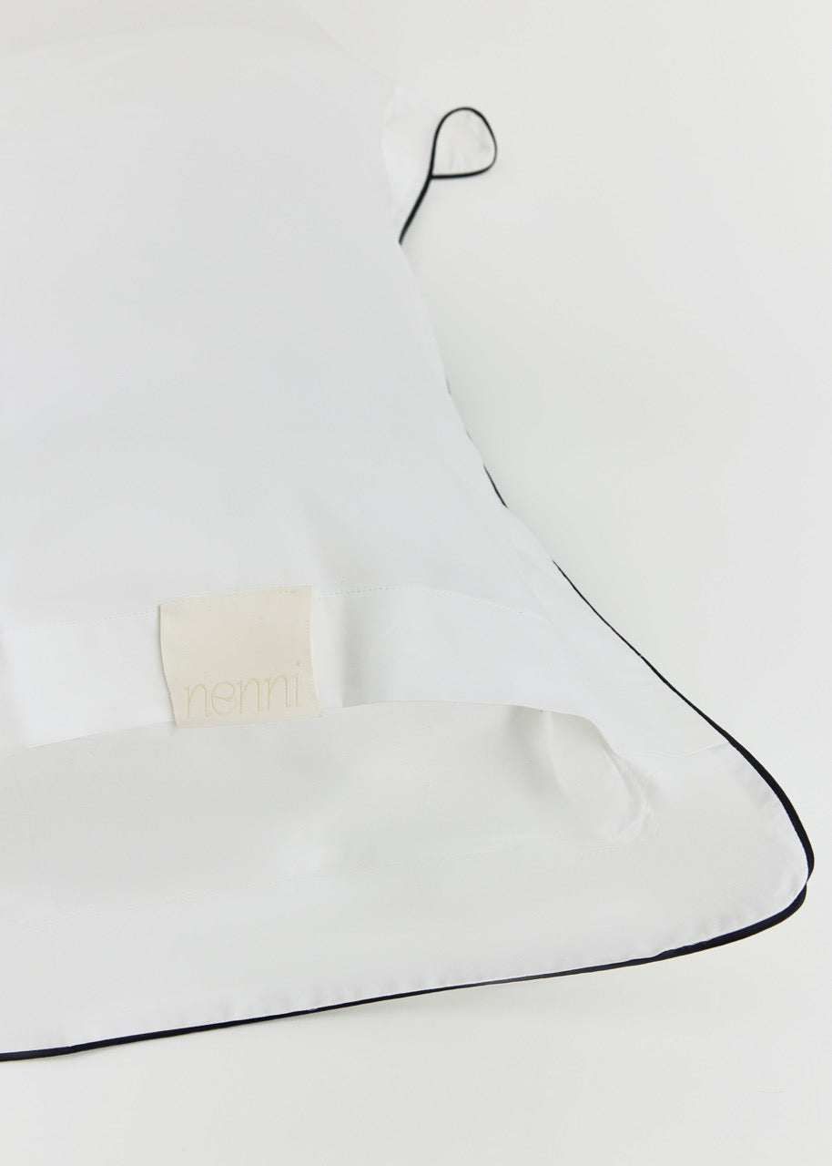 Beyaz - Luxe Biyeli Pamuk Saten Nevresim Takımı