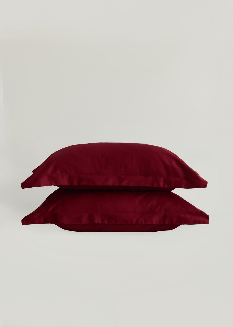 Bordo - Pamuk Saten Yastık Kılıfı
