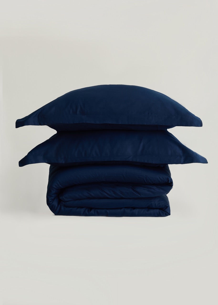 Lacivert - Pamuk Saten Nevresim Takımı