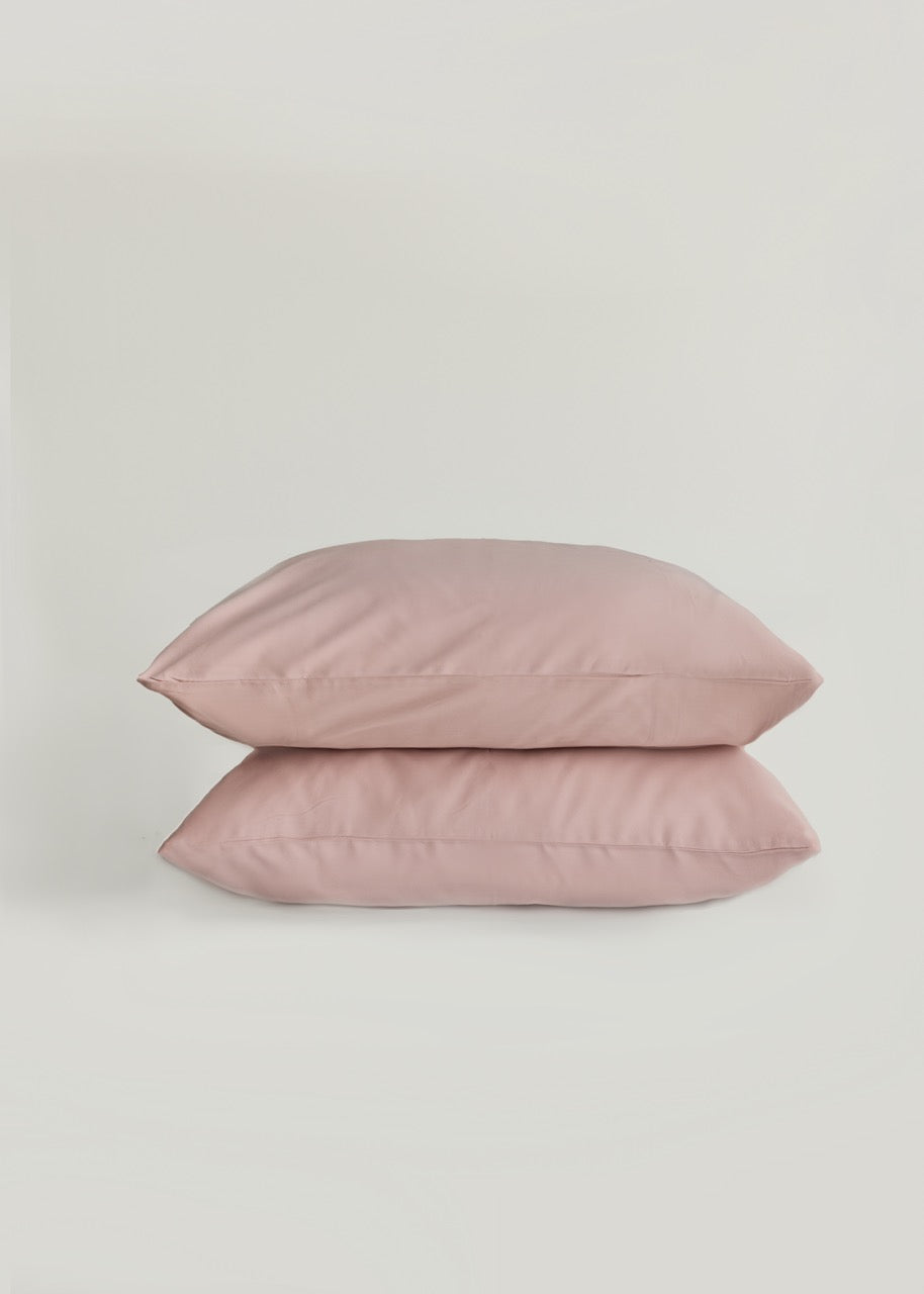 Pembe - Pamuk Saten Yastık Kılıfı