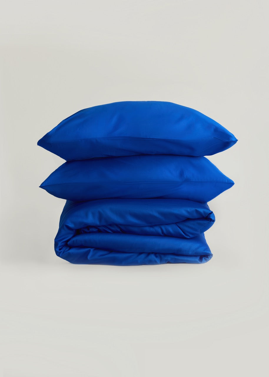 Saks Mavi - Pamuk Saten Nevresim Takımı