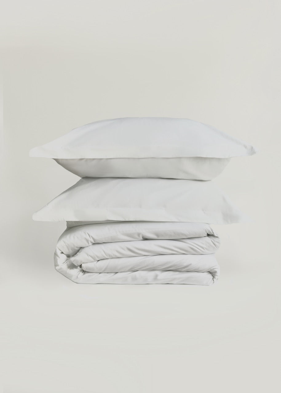 Beyaz - Luxe Pamuk Saten Nevresim Takımı