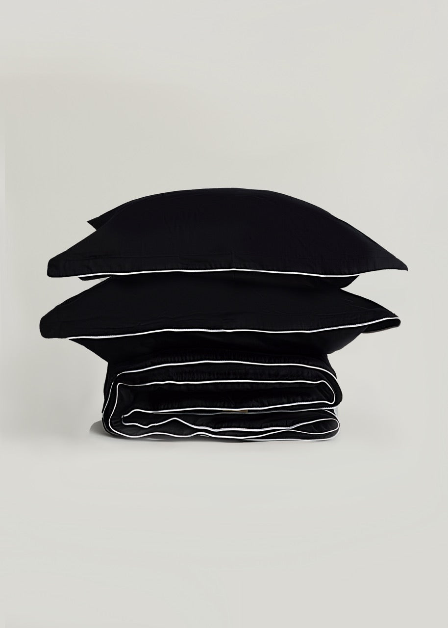 Siyah - Luxe Biyeli Pamuk Saten Nevresim Takımı