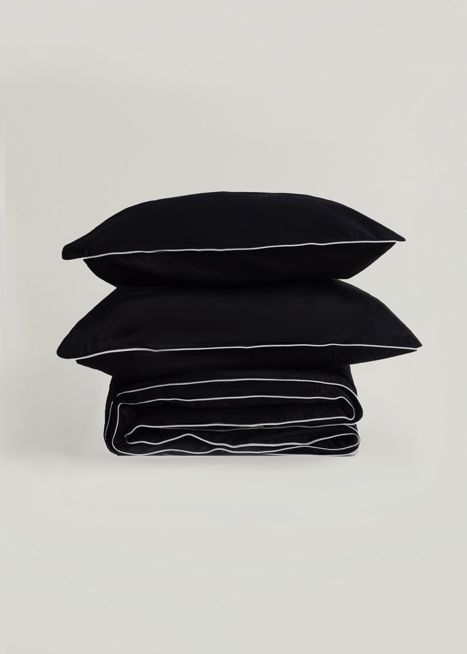 Siyah - Luxe Biyeli Pamuk Saten Nevresim Takımı