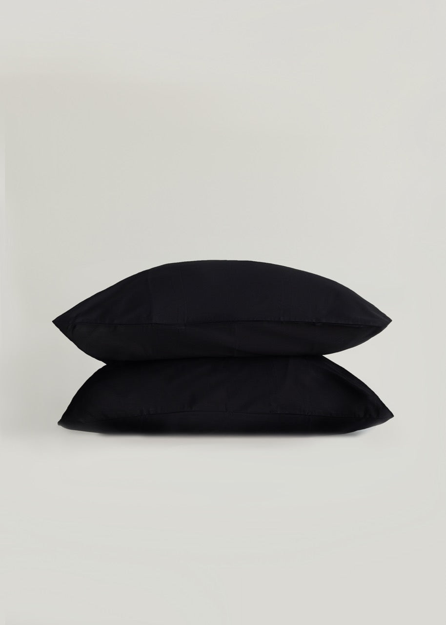 Siyah - Luxe Pamuk Saten Yastık Kılıfı