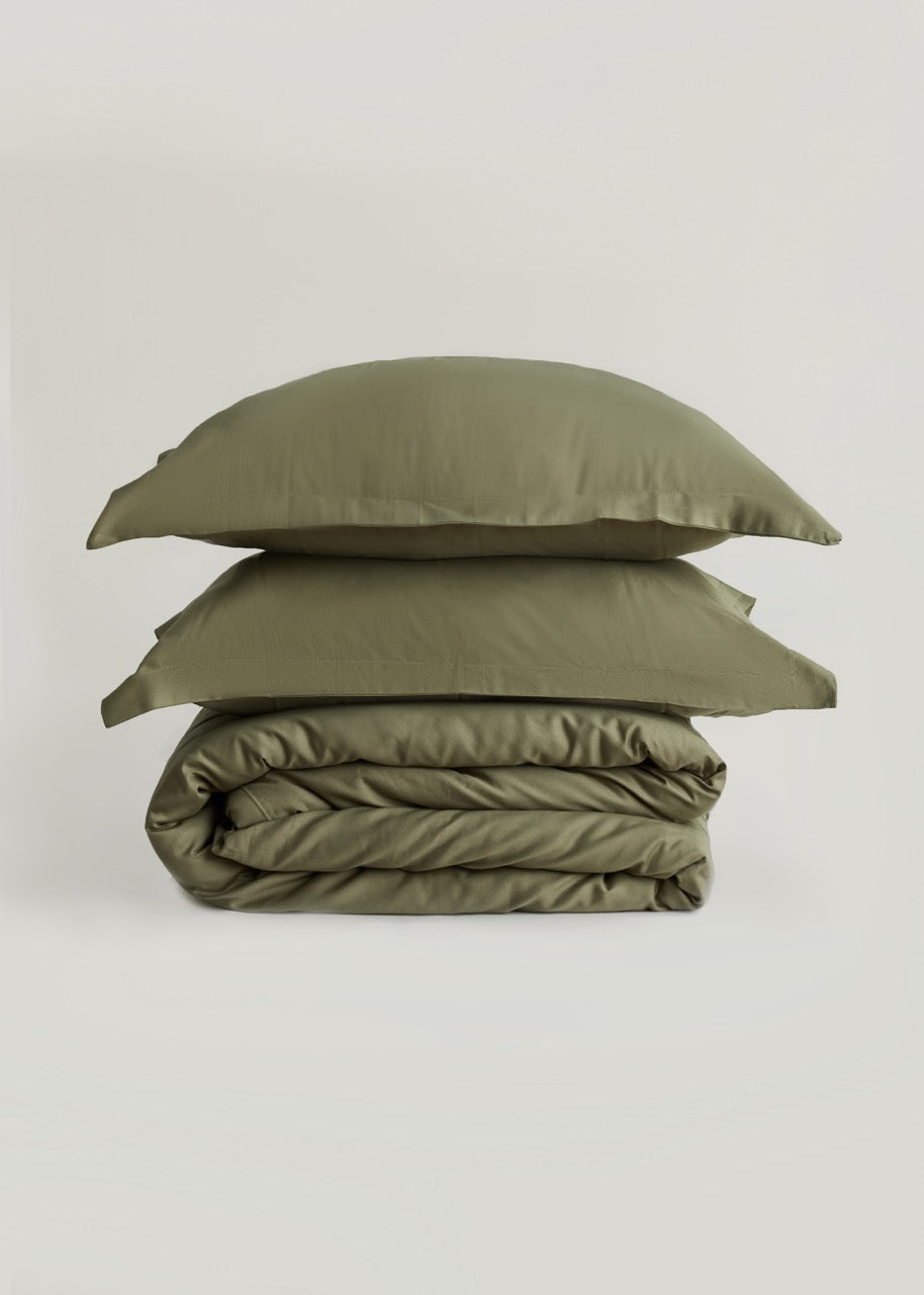 Haki - Pamuk Saten Nevresim Takımı