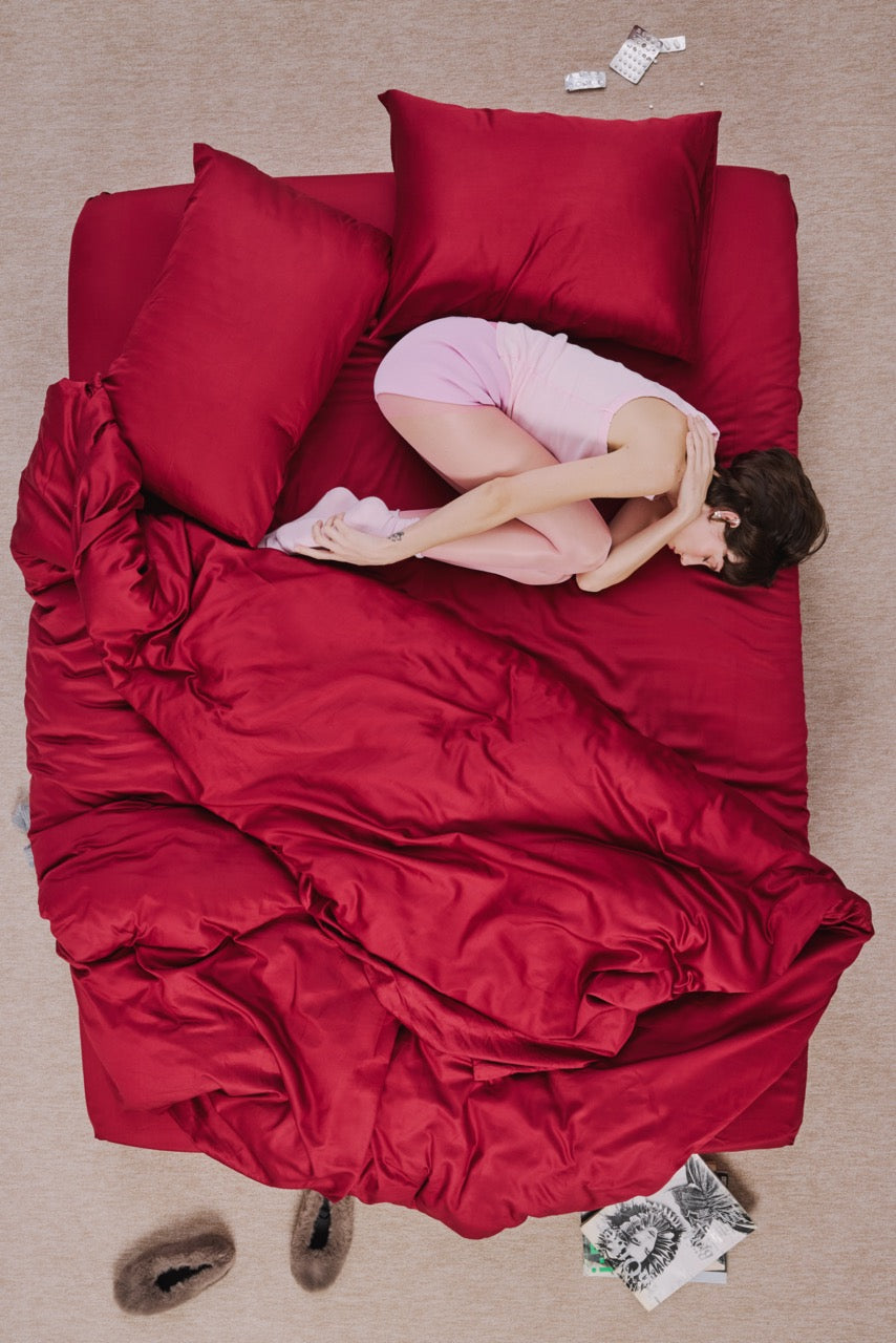 Bordo - Pamuk Saten Nevresim Takımı