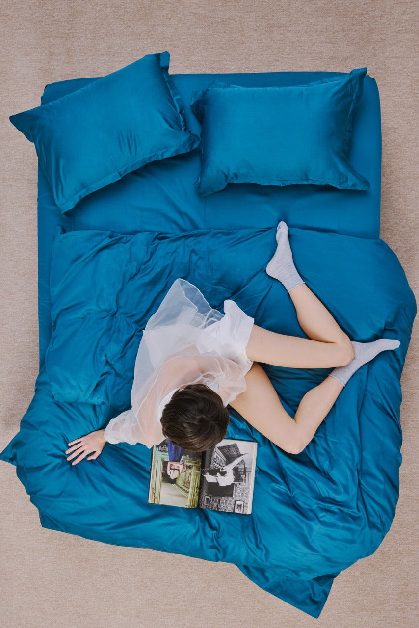 Mavi - Pamuk Saten Nevresim Takımı