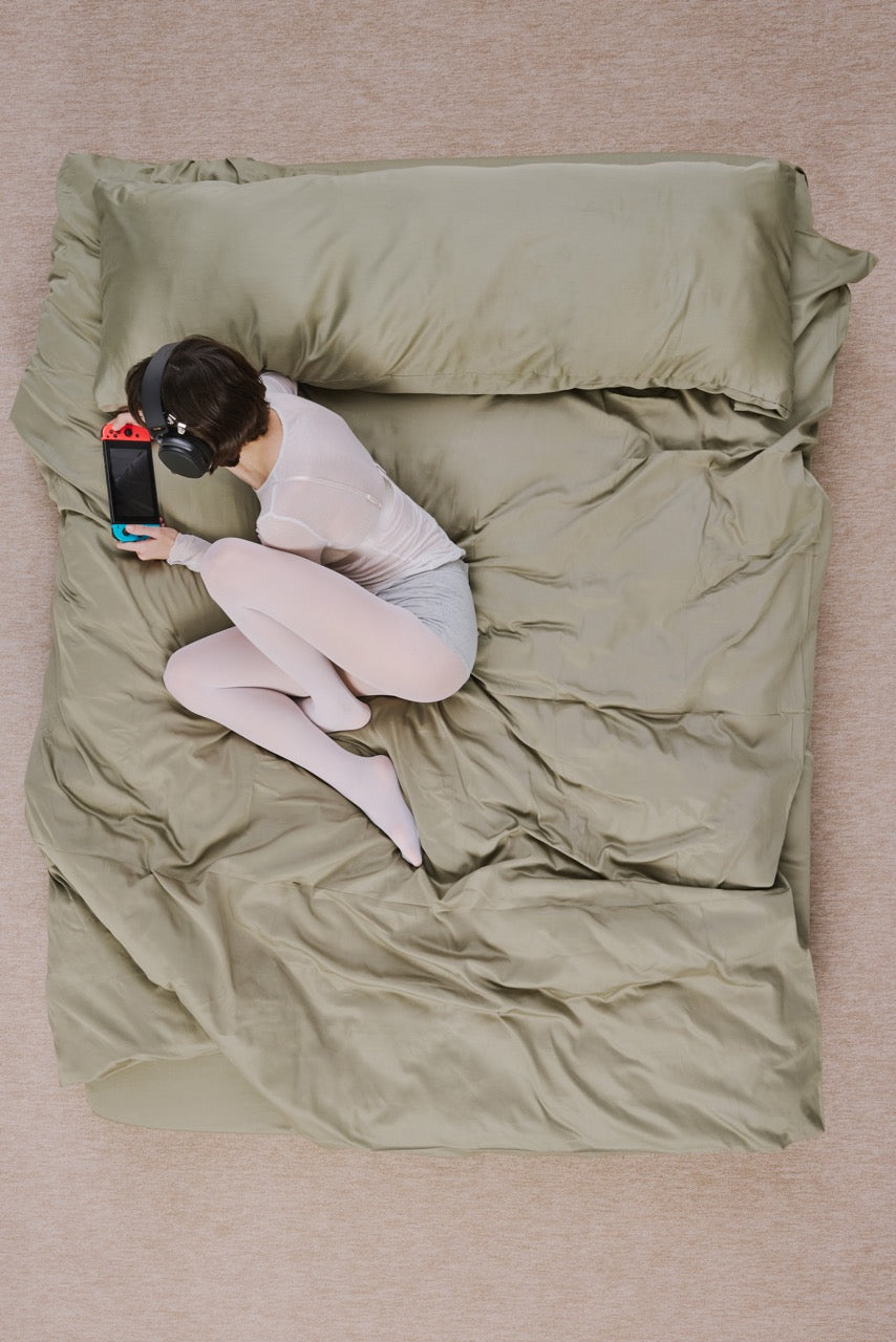 Haki - Pamuk Saten Nevresim Takımı