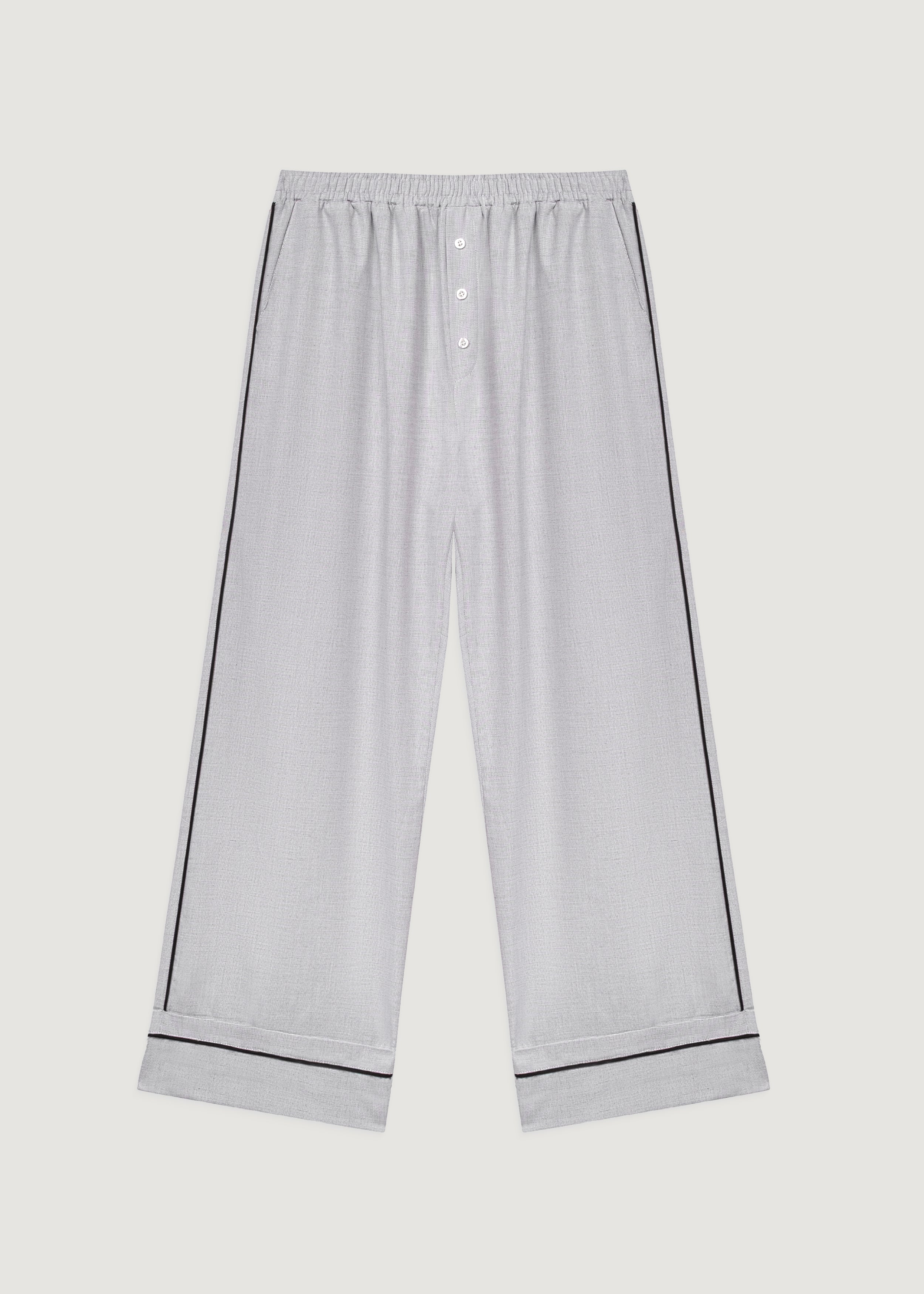 Beyaz - Oxford Pijama Pantolon
